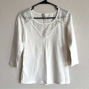 Bozzolo White Quarter Sleeve Scoop Neck Top